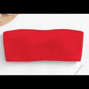Red bandeau bikini top